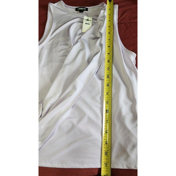 Express Light Lavender Sleeveless Faux Wrap Blouse XS NWT Asymmetrical Top - Picture 7 of 8